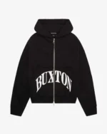 Black Cole Buxton Heavyweight Cropped Logo Zip Hoodie