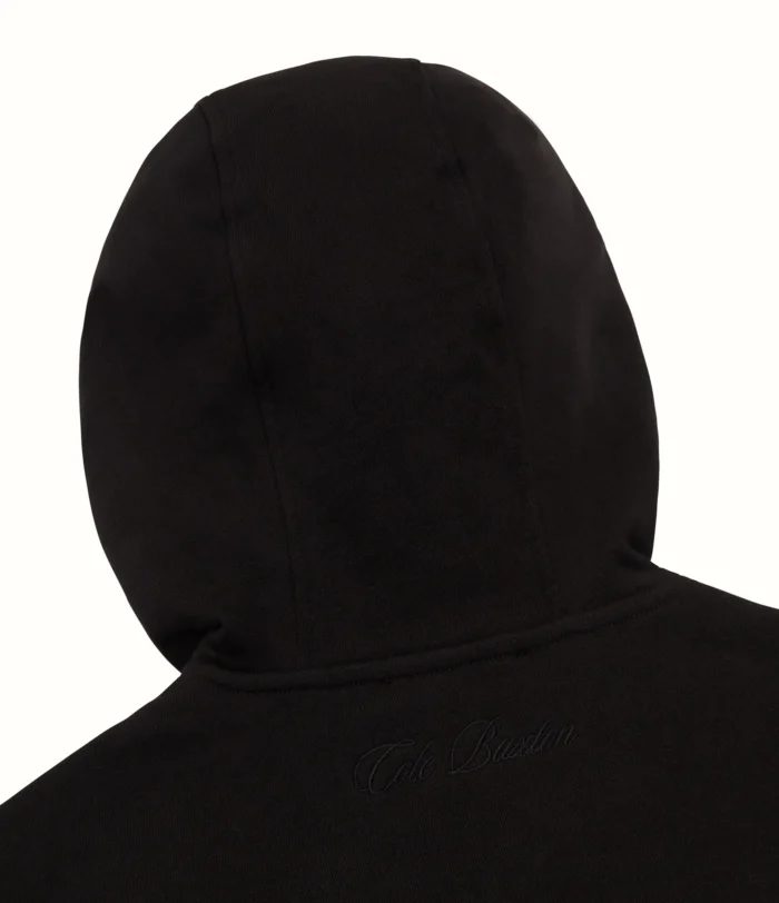 Black Cole Buxton Heavyweight Cropped Logo Zip Hoodie