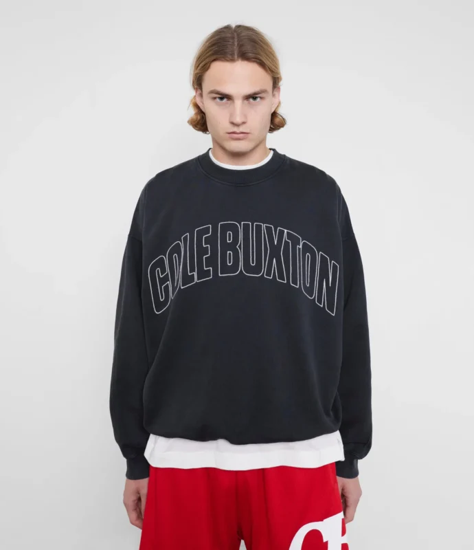 Black Cole Buxton Varsity Arch Outline Sweatshirt