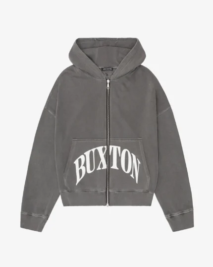 Cole Buxton Cropped Logo Zip Hoodie Washed Black