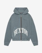 Cole Buxton Cropped Logo Zip Hoodie Washed Green