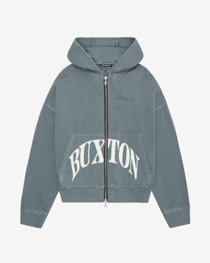 Cole Buxton Cropped Logo Zip Hoodie Washed Green