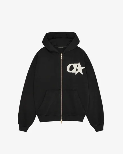 Cole Buxton Star Zipped Vintage Black Hoodie