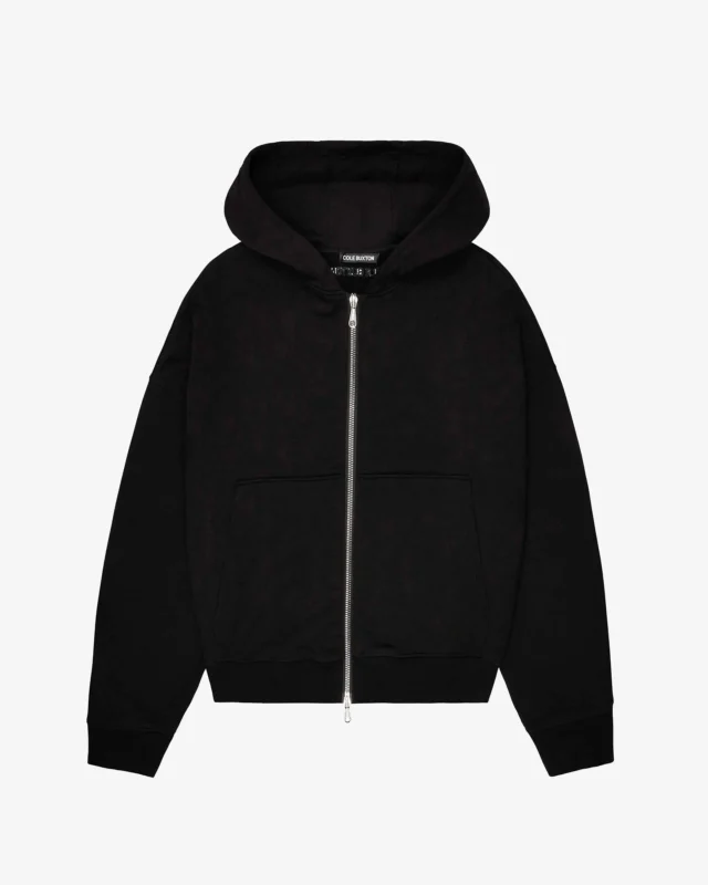 Cole Buxton Warm Up Cropped Zipped Black Hoodie