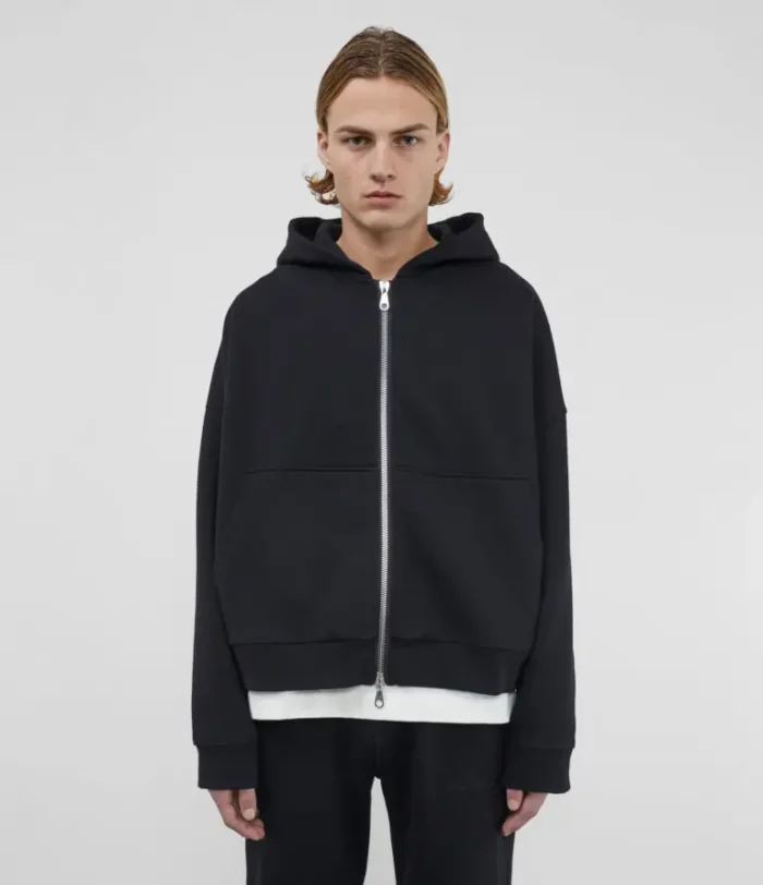 Cole Buxton Warm Up Cropped Zipped Black Hoodie