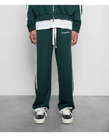 Forest Green Cole Buxton Hand Embroidery Track Pants