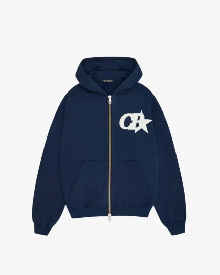 Navy Cole Buxton Star Zipped Hoodie