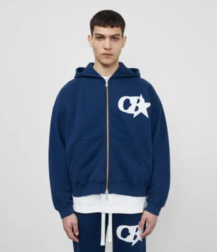 Navy Cole Buxton Star Zipped Hoodie